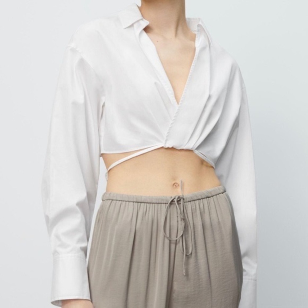 Zara Cropped Shirt with Tie